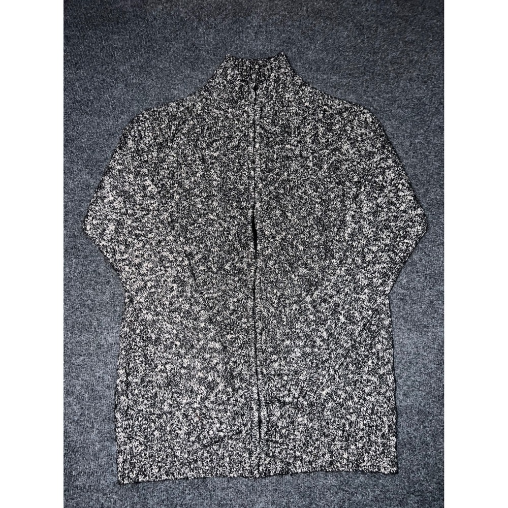 Sean John Mens Large Black White Marled Zip Up Mock Neck Sweater RN 138321